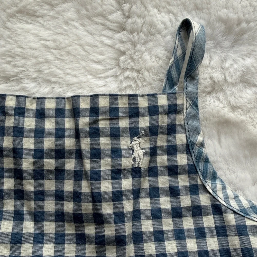 NWT Ralph Lauren Baby Gingham Madras Tiered Ruffle Cotton Dress BlueWhite 24 mos